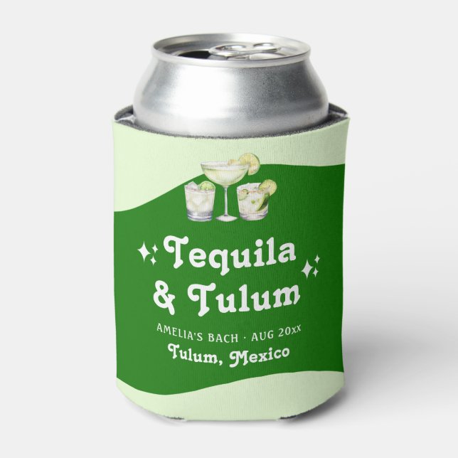 Lime Green Citrus Tequila & Tulum Bachelorette Can Cooler (Can Front)