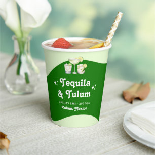 Lime Green Citrus Tequila & Tulum Bachelorette Paper Cups