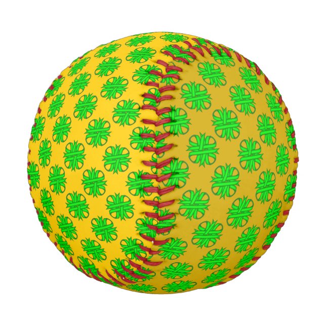 Lime Green Clover Ribbon by Kenneth Yoncich Baseball (Angled)