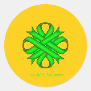 Lime Green Clover Ribbon by Kenneth Yoncich Classic Round Sticker