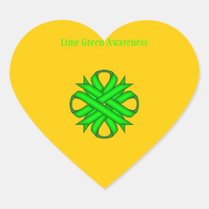 Lime Green Clover Ribbon by Kenneth Yoncich Heart Sticker