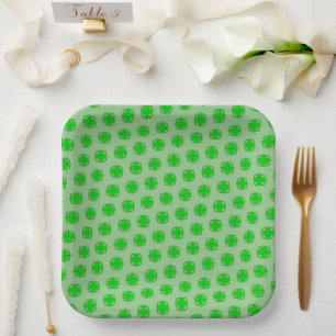 Lime Green Clover Ribbon by Kenneth Yoncich Paper Plate