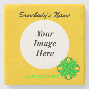 Lime Green Clover Ribbon by Kenneth Yoncich Stone Coaster