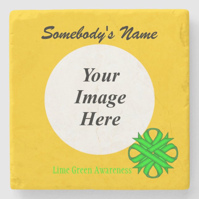 Lime Green Clover Ribbon by Kenneth Yoncich Stone Coaster (Front)