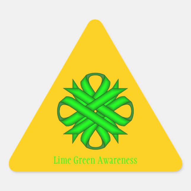 Lime Green Clover Ribbon by Kenneth Yoncich Triangle Sticker (Front)