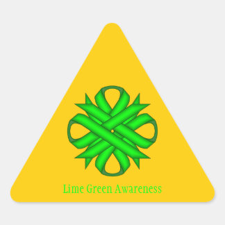 Lime Green Clover Ribbon by Kenneth Yoncich Triangle Sticker
