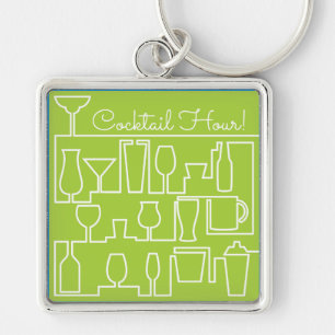 Lime green cocktail party key ring