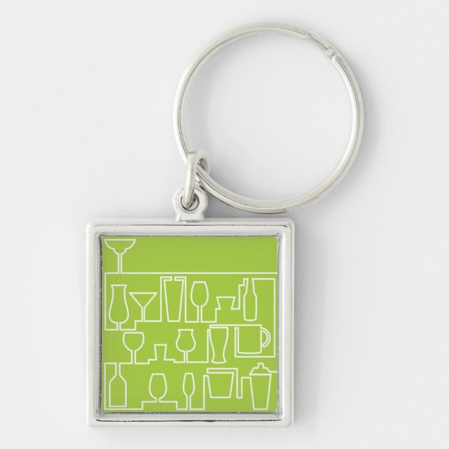 Lime green cocktail party key ring (Front)
