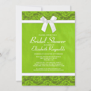 Lime Green Country Lace Bridal Shower Invitations
