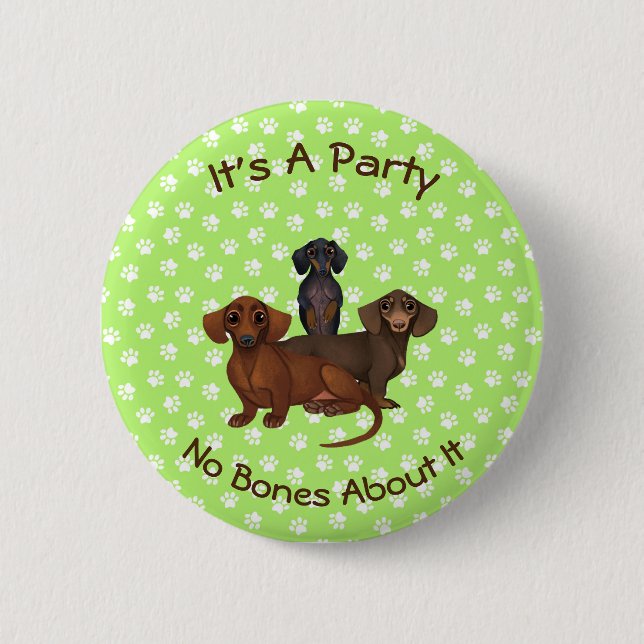Lime Green Dachshund Pin Button (Front)