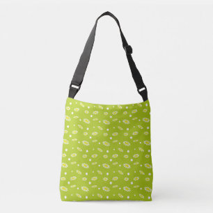 Lime Green Daisy Polka Dot Retro Spring Pattern Crossbody Bag
