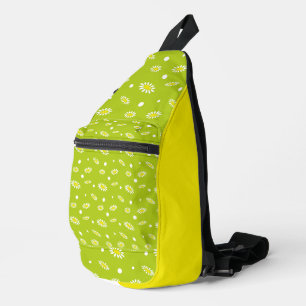 Lime Green Daisy Polka Dot Retro Spring Pattern Sling Bag