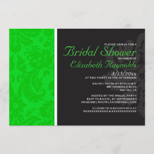 Lime Green Damask Bridal Shower Invitations