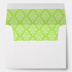 Lime Green Damask Envelope 5x7