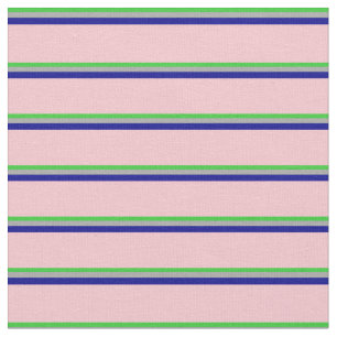 Lime Green, Dark Grey, Dark Blue & Pink Stripes Fabric