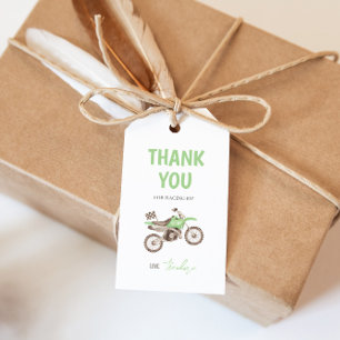 Lime Green Dirt Bike Birthday Gift Tag