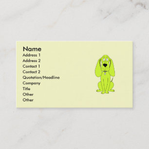 Lime Green Dog. Cute Hound Cartoon. Business Card