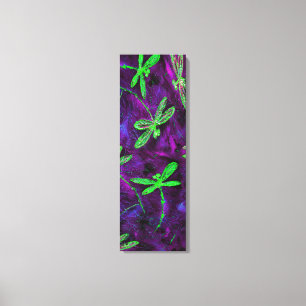 Lime Green Dragonflies on Pink and Purple Canvas Print