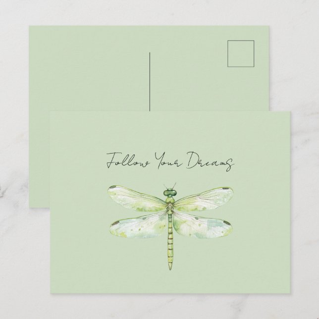 Lime Green Dragonfly Postcard (Front/Back)