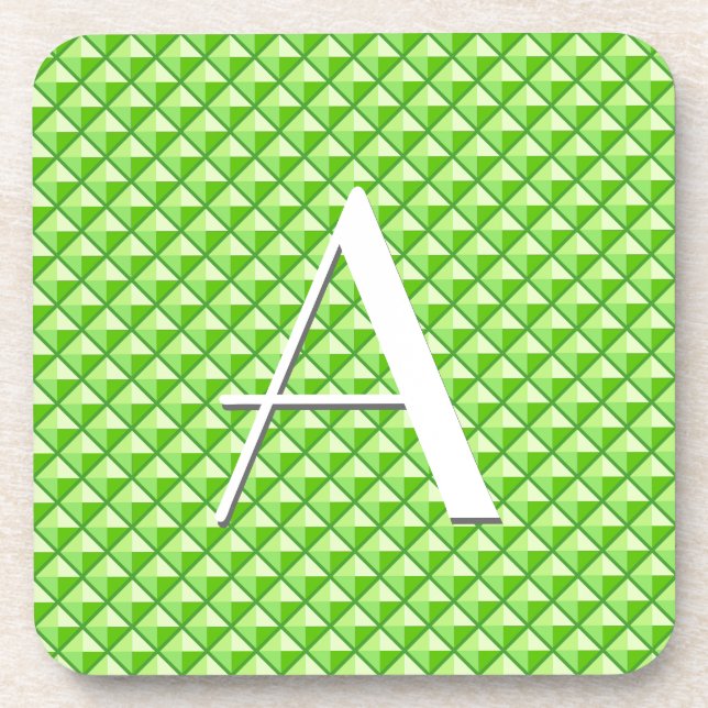 Lime green, enamel look, studded grid coaster (Front)