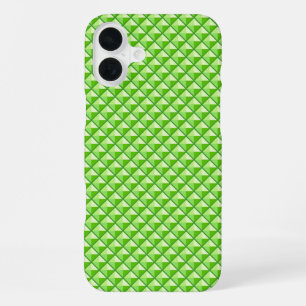 Lime green, enamel look, studded grid iPhone 16 plus case