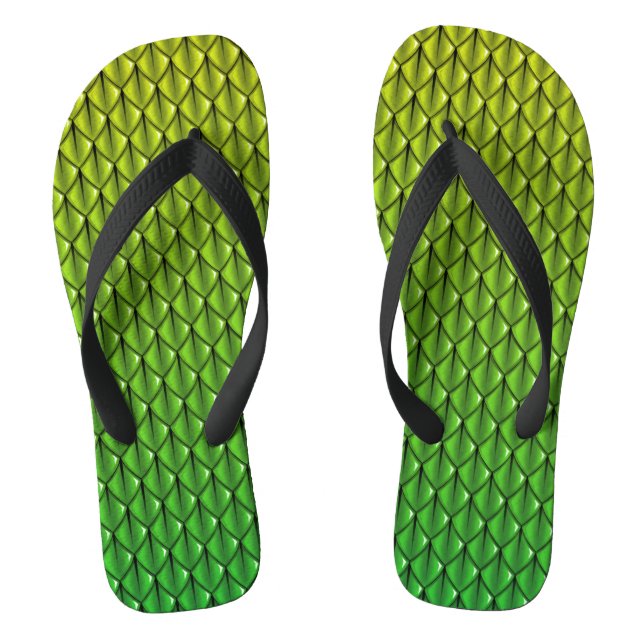 Lime Green (Fade) Dragon Scale Fantasy Jandals (Footbed)