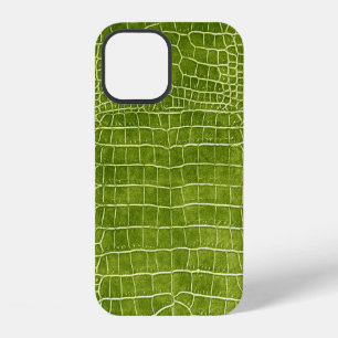 Lime Green Faux Crocodile Leather iPhone 12 Case
