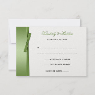 Lime Green FAUX Ribbon Bow RSVP Card