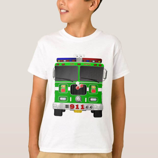 Lime Green Fire Truck T-Shirt (Front)