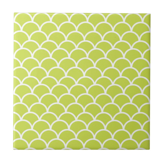 Lime green fish scale pattern tile (Front)