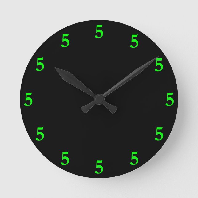 Lime Green Five o'Clock Somewhere on Black Round Clock (Front)