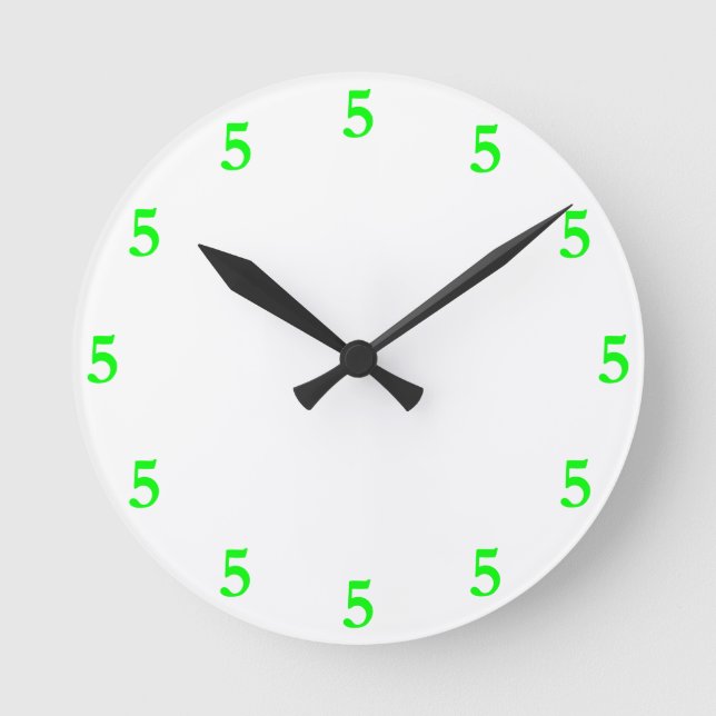 Lime Green Five o'Clock Somewhere on White Round Clock (Front)