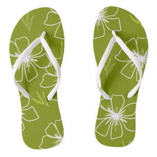 Lime Green Floral Design Jandals