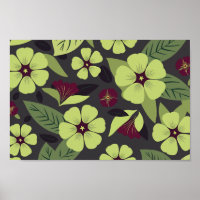 Lime Green Floral on Dark Grey background