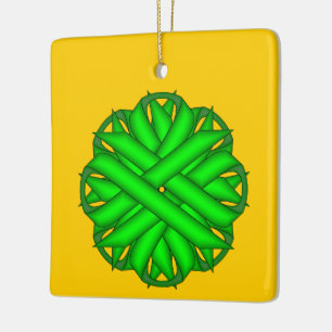 Lime Green Flower Ribbon by Kenneth Yoncich Ceramic Tree Decoration