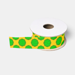 Lime Green Flower Ribbon by Kenneth Yoncich Grosgrain Ribbon