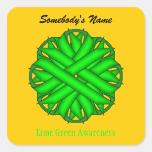 Lime Green Flower Ribbon by Kenneth Yoncich Square Sticker
