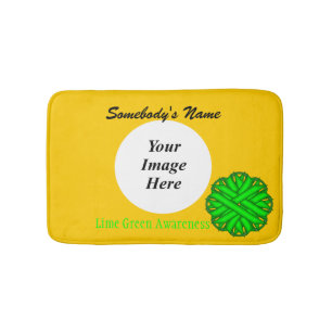 Lime Green Flower Ribbon Tmpl by Kenneth Yoncich Bath Mat