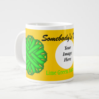 Lime Green Flower Ribbon Tmpl by Kenneth Yoncich Large Coffee Mug