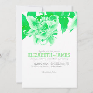 Lime Green Flower Wedding Invitations