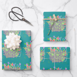 Lime Green Flowers Gift Wrapping Paper Sheet