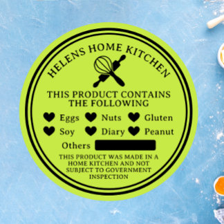 Lime Green Food Allergy Alert Bakery Sticker