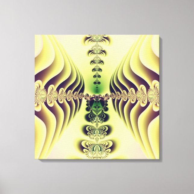 Lime Green Fractal Symmetry Abstract Art Canvas Print (Front)
