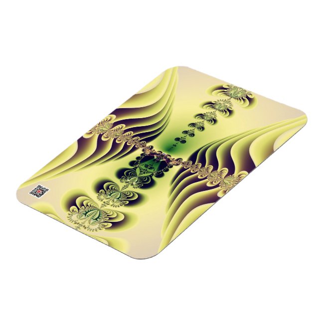 Lime Green Fractal Symmetry Abstract Art Magnet (Left Side)