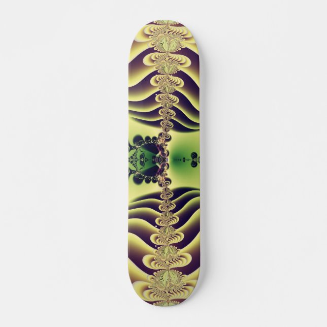 Lime Green Fractal Symmetry Abstract Art Skateboard (Front)