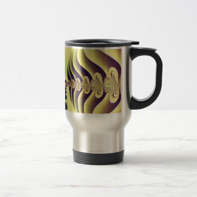Lime Green Fractal Symmetry Abstract Art Travel Mug (Right)