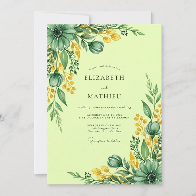 Lime Green Fresh Meadow Wedding Invitation (Front)