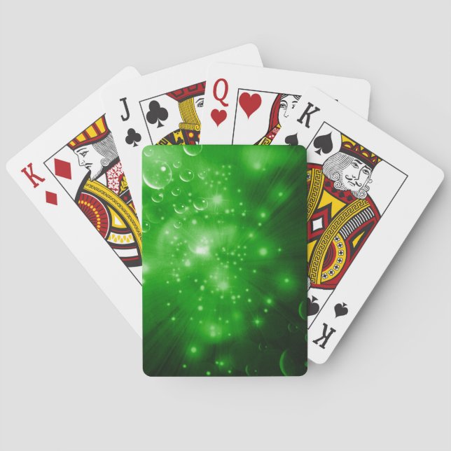 Lime Green Galaxy Burst Playing Cards (Back)