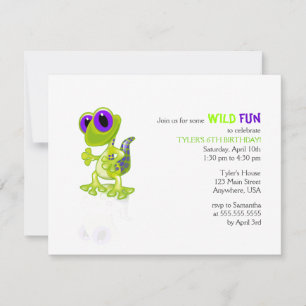 Lime Green Gecko Birthday Invitation