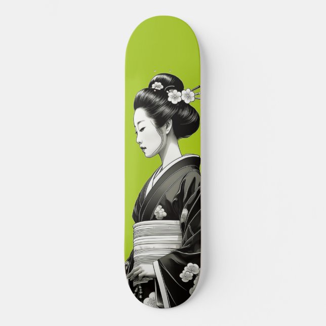 Lime Green Geisha Skateboard (Front)
